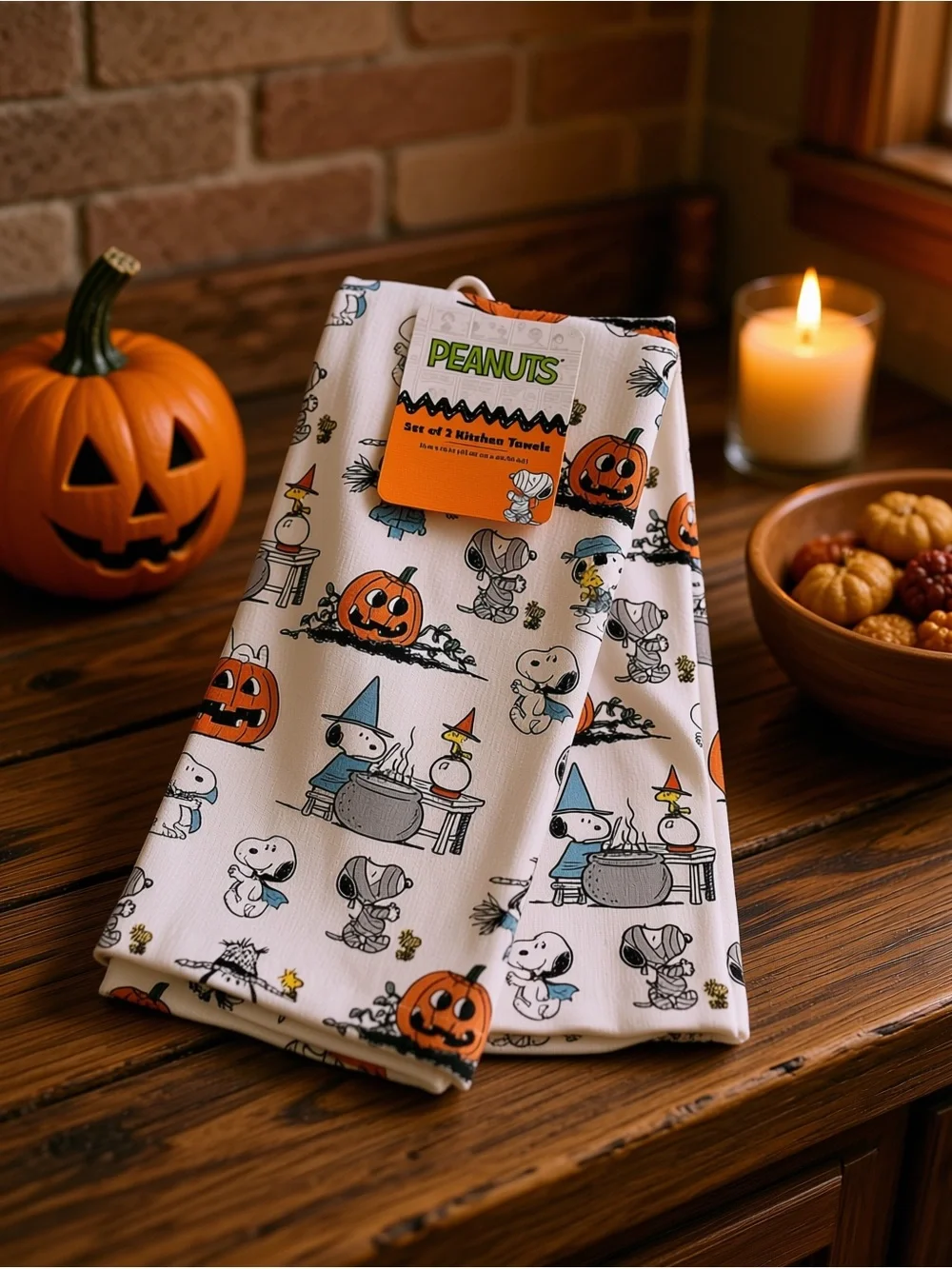 🆕PEANUTS SNOOPY HALLOWEEN 🎃 SET OF 2 KITCHEN TOWELS